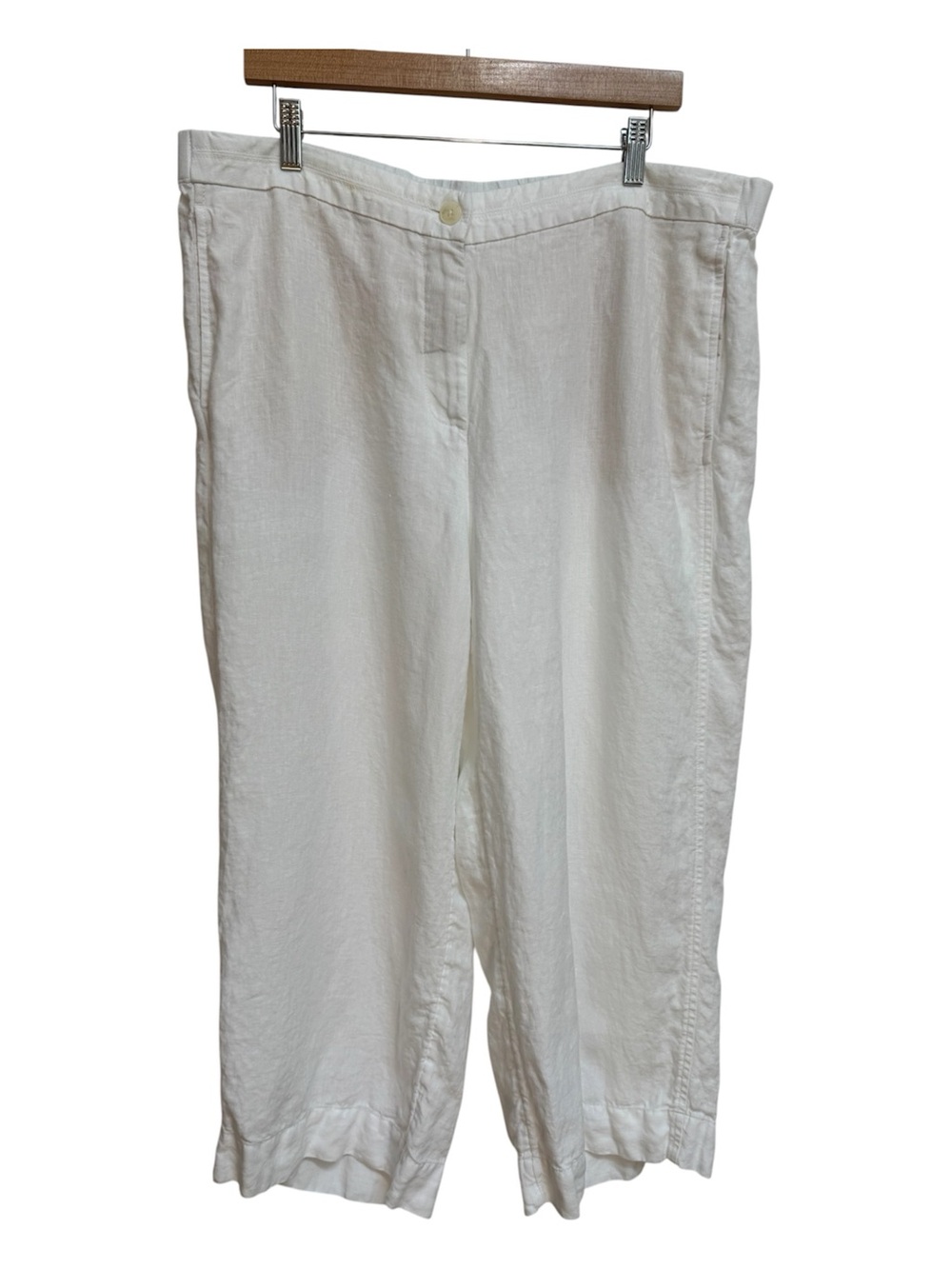 J. Jill Love Linen Straight Leg Cropped Capri Pants Women XL White Coastal Grand